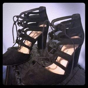 Suede lace up heels